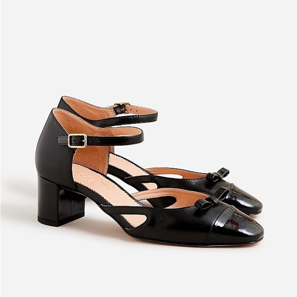 J Crew Millie ankle-strap cutout heels in leather BT873